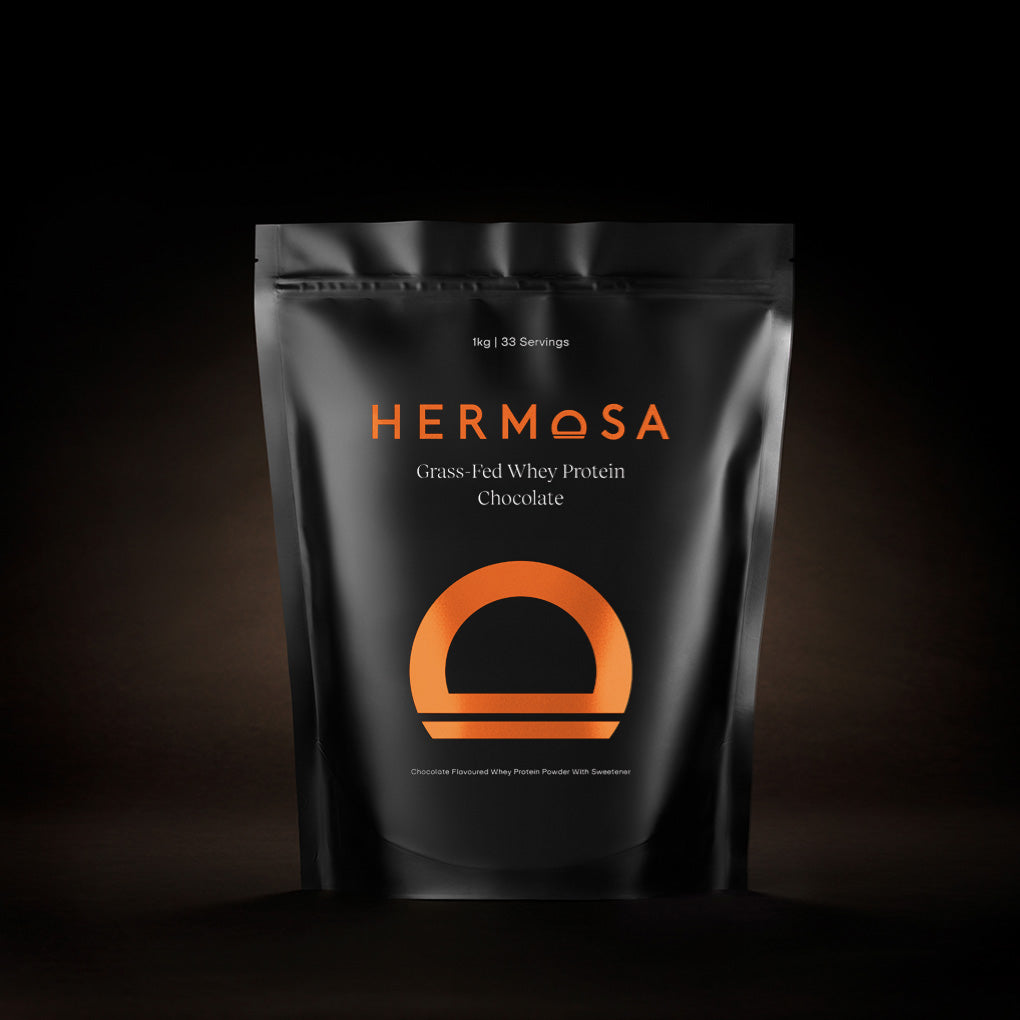 Grass-Fed Whey Protein Chocolate - chocolate flavor protein powder by HERMOSA