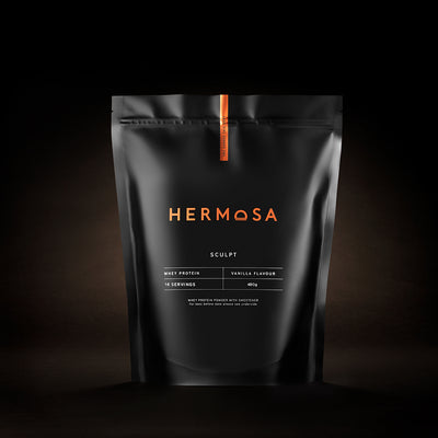 HERMOSA grass-fed whey protein powder  pouch in vanilla flavour